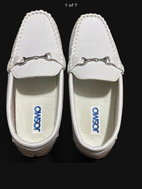 Josmo White Kids Leather Bit Moccasin Loafers